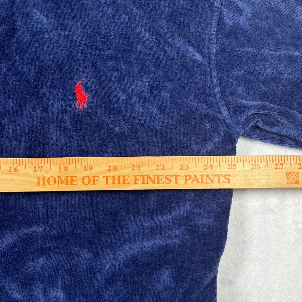 Polo Ralph Lauren Terry Cloth Belted Bathrobe Men's S/M Navy Blue Pony Logo - Picture 10 of 14
